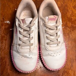 Puma Kids White and Pink Sneakers 10C